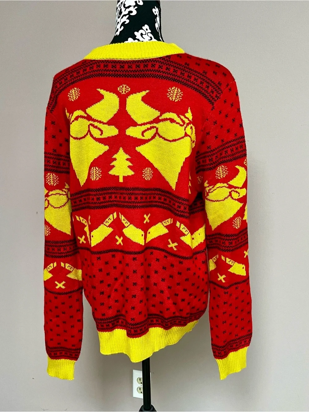 TIPSY ELVES Rare Vintage Cow Chop Rooster Teeth Ugly Christmas Sweater